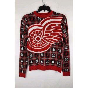 Detroit Red Wings Ugly 3D Sweater Men Size Small NHL Xmas Winter